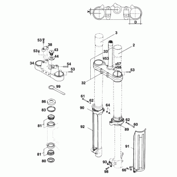 FRONT FORK, TRIPLE CLAMP