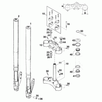 FRONT FORK, TRIPLE CLAMP