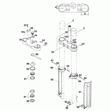 FRONT FORK, TRIPLE CLAMP