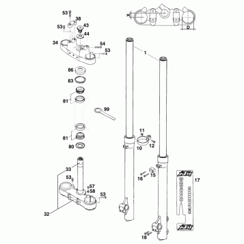 FRONT FORK, TRIPLE CLAMP