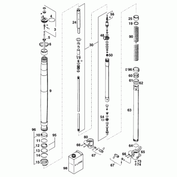 FRONT FORK DISASSEMBLED