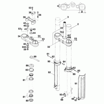 FRONT FORK, TRIPLE CLAMP