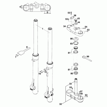 FRONT FORK, TRIPLE CLAMP