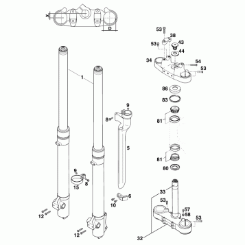 FRONT FORK, TRIPLE CLAMP
