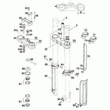 FRONT FORK, TRIPLE CLAMP
