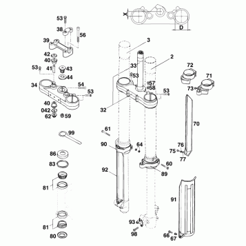 FRONT FORK, TRIPLE CLAMP