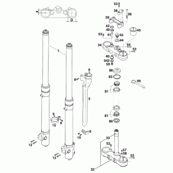 FRONT FORK, TRIPLE CLAMP