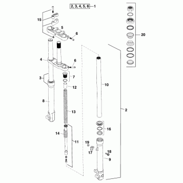 FRONT FORK DISASSEMBLED
