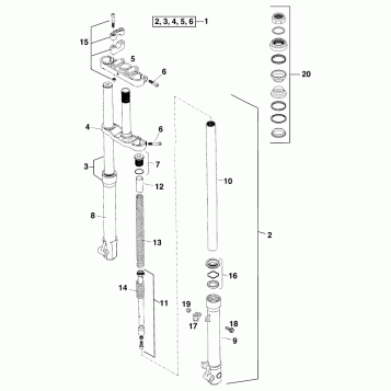 FRONT FORK, TRIPLE CLAMP