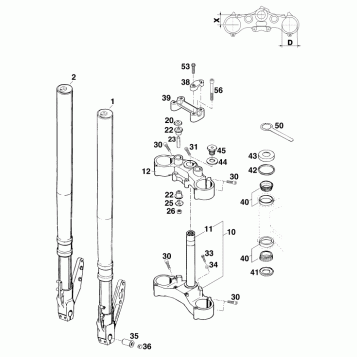 FRONT FORK, TRIPLE CLAMP