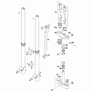 FRONT FORK, TRIPLE CLAMP