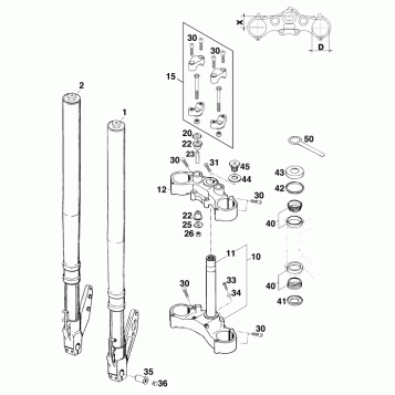 FRONT FORK, TRIPLE CLAMP