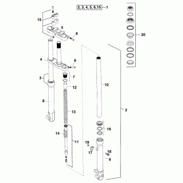 FRONT FORK, TRIPLE CLAMP