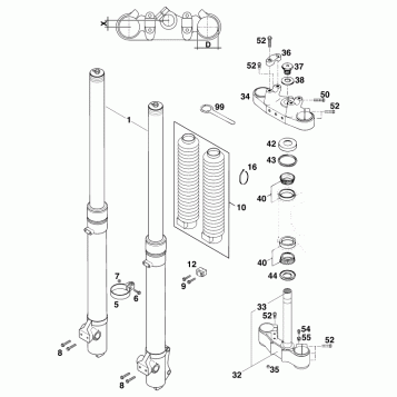FRONT FORK, TRIPLE CLAMP