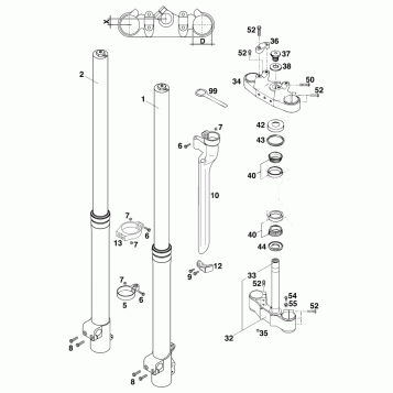 FRONT FORK, TRIPLE CLAMP