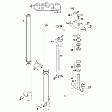 FRONT FORK, TRIPLE CLAMP