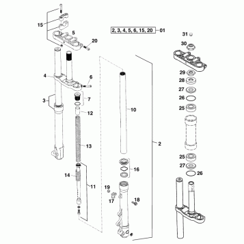 FRONT FORK, TRIPLE CLAMP