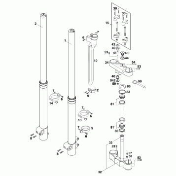 FRONT FORK, TRIPLE CLAMP