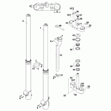 FRONT FORK, TRIPLE CLAMP