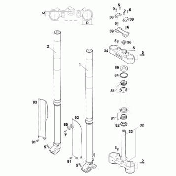 FRONT FORK, TRIPLE CLAMP