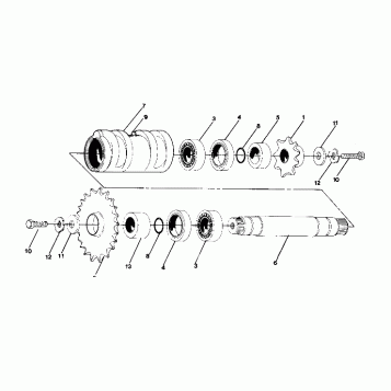 DETAILS-FRONT DRIVE ASSEMBLY 6X6 CENTER TIGHTENER ASSEMBLY-PN 1380043 (4919811981021A)
