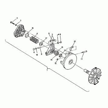 DRIVE CLUTCH ASSEMBLY  350 2X4 - Update (4919821982025A)