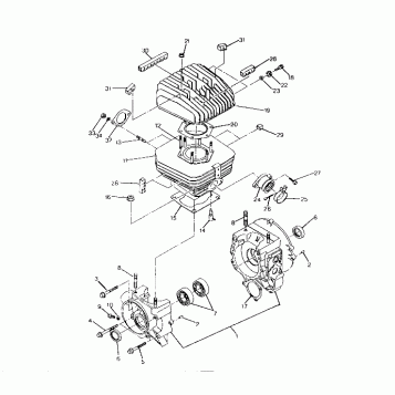 CRANKCASE and CYLINDER 250 2X4 / W927527 (4922862286033A)