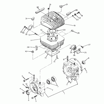 CRANKCASE and CYLINDER 250 4x4 / W928127 (4922872287C013)