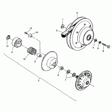 DRIVEN CLUTCH ASSEMBLY 4X4 250 W938127 (4924042404024A)