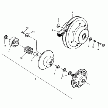 DRIVEN CLUTCH ASSEMBLY Trail Boss W938527 (4924072407020A)
