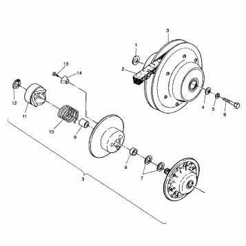 DRIVEN CLUTCH ASSEMBLY Trail Blazer W937221 (4924082408020A)