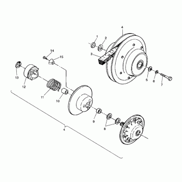 DRIVEN CLUTCH ASSEMBLY Sportsman 4X4 / W938039 (4926382638026A)