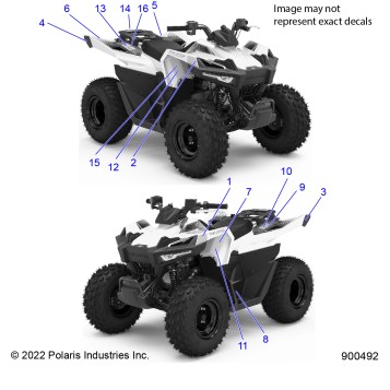 BODY, DECALS WARNING AND REFLECTORS - A23HBBO7B3/B7 (900492)