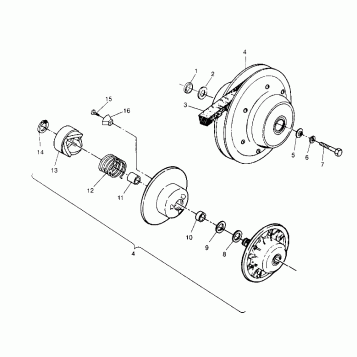DRIVEN CLUTCH ASSEMBLY 2x4 300 W947530 (4926742674B011)