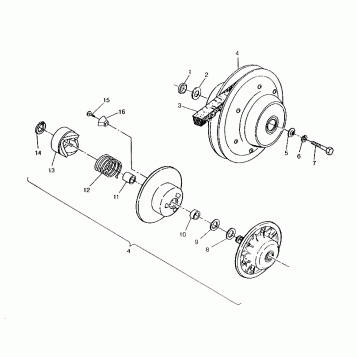 DRIVEN CLUTCH ASSEMBLY 6x6 400L, SWEDISH S948740 and  NORWEGIAN N948740 (4926812681032A)