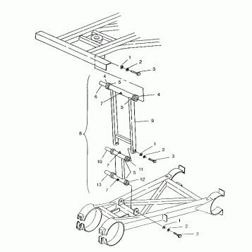 REAR STRUT STABILIZER ASSEMBLY 6x6 400L, SWEDISH S948740 and  NORWEGIAN N94 (4926812681037A)