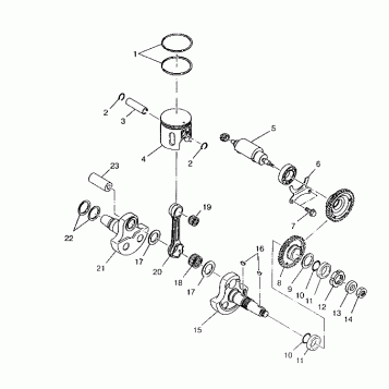 PISTON and CRANKSHAFT 6x6 400L, SWEDISH S948740 and  NORWEGIAN N948740 (4926812681049A)