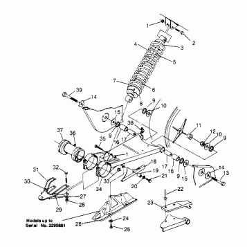 SWING ARM/SHOCK MOUNTING  (Prior to Serial #2295881) Magnum 2x4 W957544 (4926852685B010)