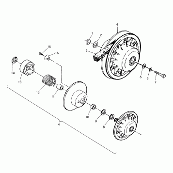 DRIVEN CLUTCH ASSEMBLY Scrambler W957840 (4927252725C002)