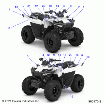 BODY, DECALS/REFLECTORS WH/PINK - A22HBB07B3 (900173-2)