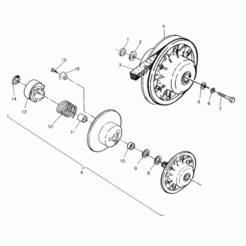 DRIVEN CLUTCH ASSEMBLY  2X4 300 W957530 (4930053005B012)