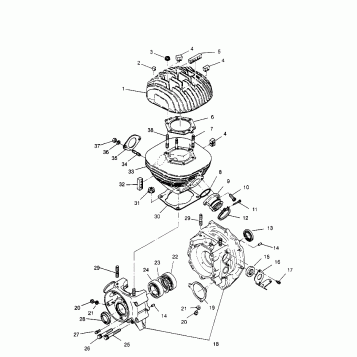 CRANKCASE and CYLINDER 2X4 300 W957530 (4930053005C009)