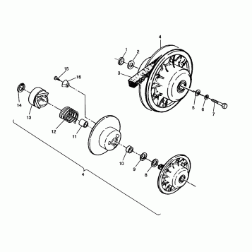 DRIVEN CLUTCH ASSEMBLY  2x4 400L W957540 (4930093009B011)