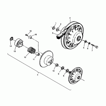 DRIVEN CLUTCH ASSEMBLY Sport 400L W958540 (4930133013B012)