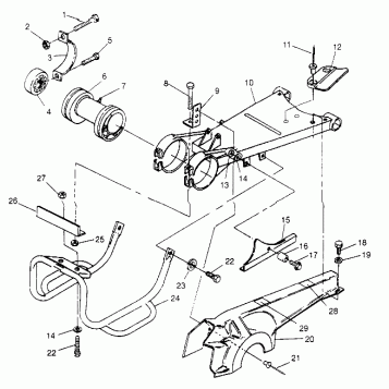 SWING ARM/GUARD MOUNTING 6x6 400L - U.S.  W958740, SWEDISH  S958740 and NOR (4930273027C008)