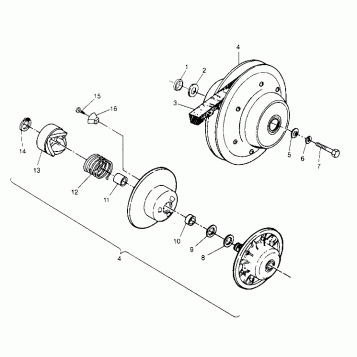DRIVEN CLUTCH ASSEMBLY 6x6 400L - U.S.  W958740, SWEDISH  S958740 and NORWE (4930273027C011)
