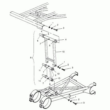 REAR STRUT STABILIZER ASSEMBLY 6x6 400L - U.S.  W958740, SWEDISH  S958740 a (4930273027D001)