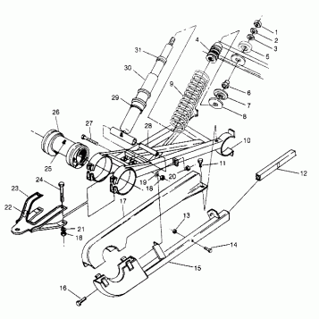 SWING ARM WELDMENT (REAR) 6x6 400L - U.S.  W958740, SWEDISH  S958740 and NO (4930273027D002)