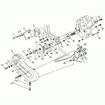 GEARCASE/BRAKE and CHAIN COVER MOUNTING Scrambler W967840 (4935823582C003)