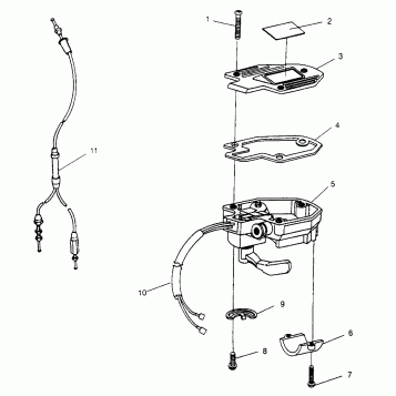 CONTROLS - THROTTLE ASM./CABLE Trail Boss W968527 (4935883588B007)
